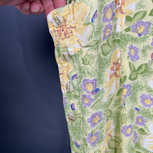 Vintage 90s Zachi watercolor floral girlhoodcore midi apron dress cottagecore M - Picture 10 of 12
